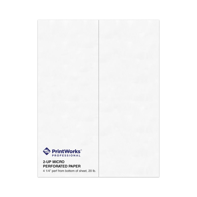 PrintWorks Professional 4 1/4" Vertical Perforated Paper 8.5" x 11" - Perfect For Menus & Booklets - Made in the USA - 500 Sheets - 20 lb - Printer Compatible - White (04339) - Image 1